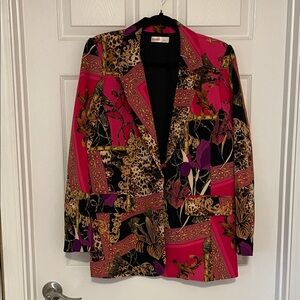 Vibrant Animal Print Blazer in Pink and Black